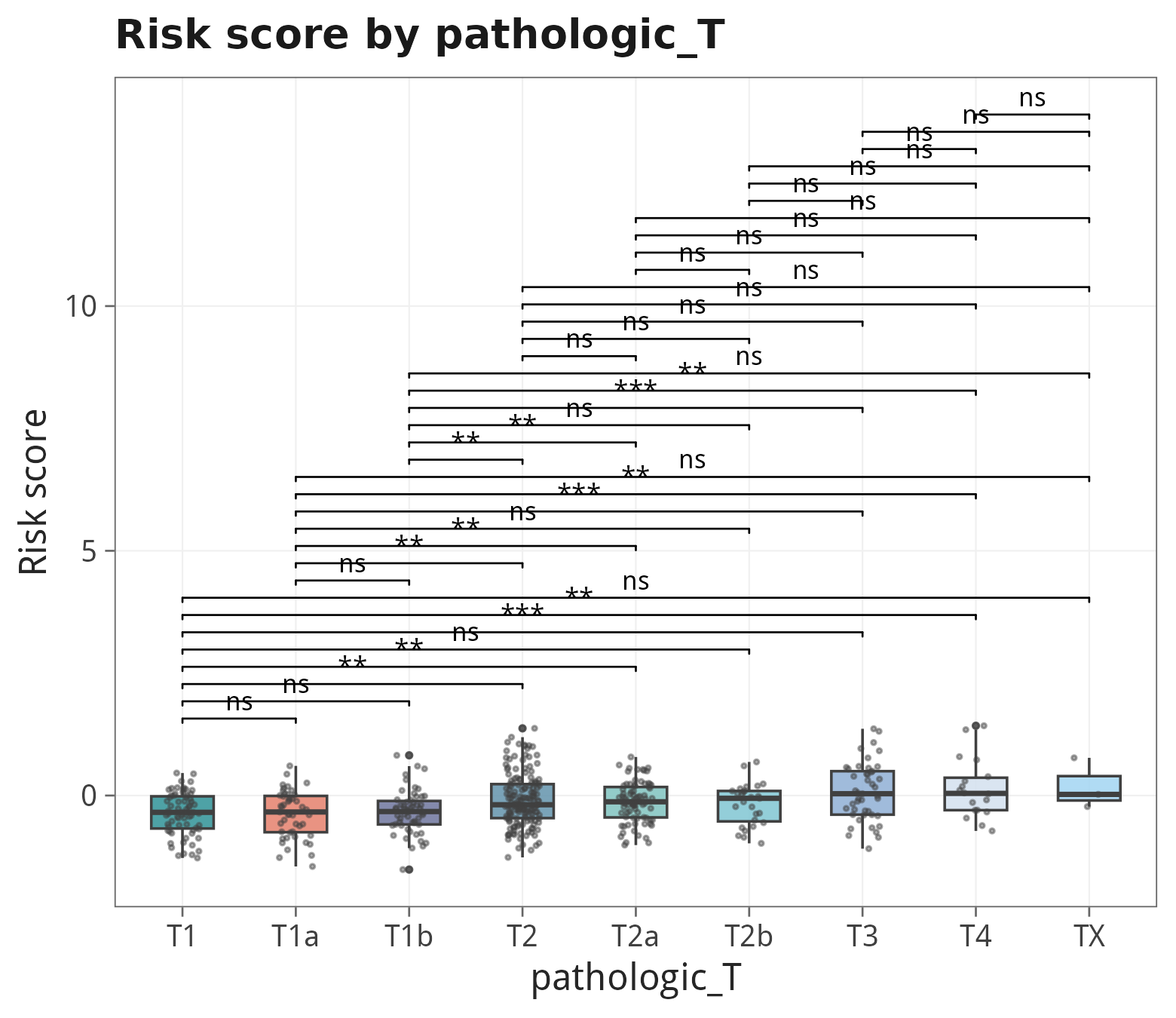 Risk score by Pathologic T